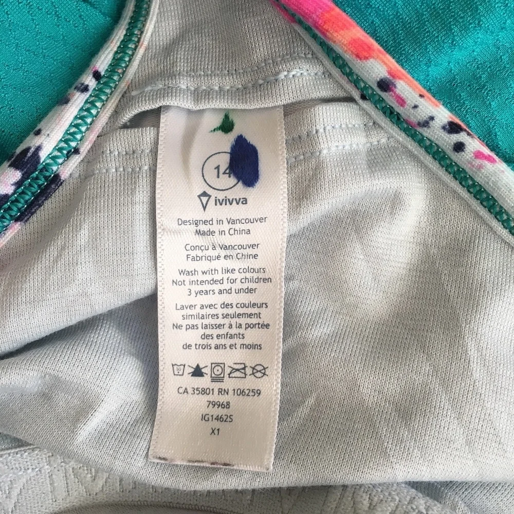Ivivva Girls Pink Blue Tank Top Size 14